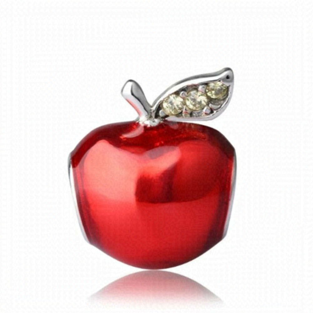 Sterling Silver Red Enamel Princess Apple Charm
